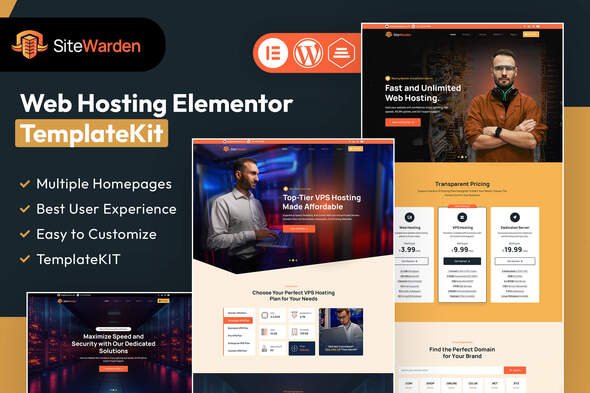 SiteWarden - Web Hosting Elementor Template Kit