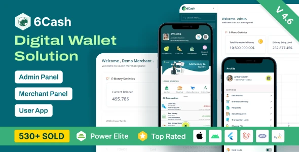 6Cash – Digital Wallet Mobile App with Laravel Admin Panel