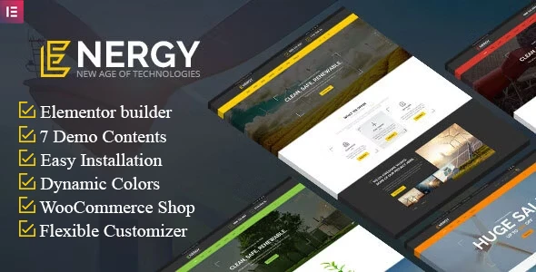 Energy – solar and wind alternative power WordPress Theme