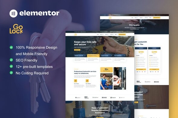 GoLock - Locksmith & Key Maker Service Elementor Pro Template Kit